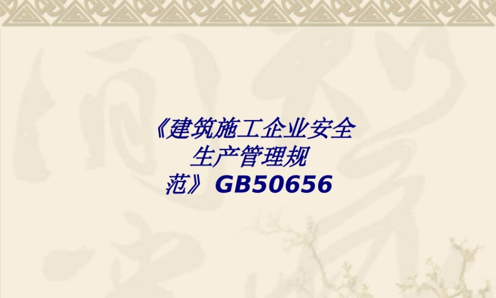 《建筑施工企业安全生产管理规范》GB50656专题培训课件