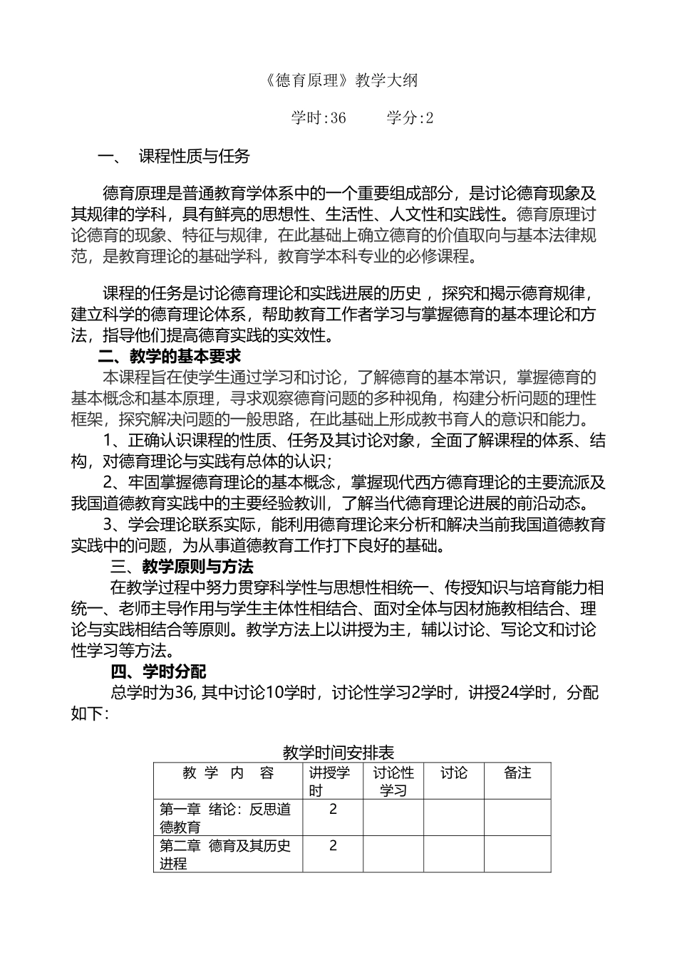 《德育原理》教学大纲_第2页