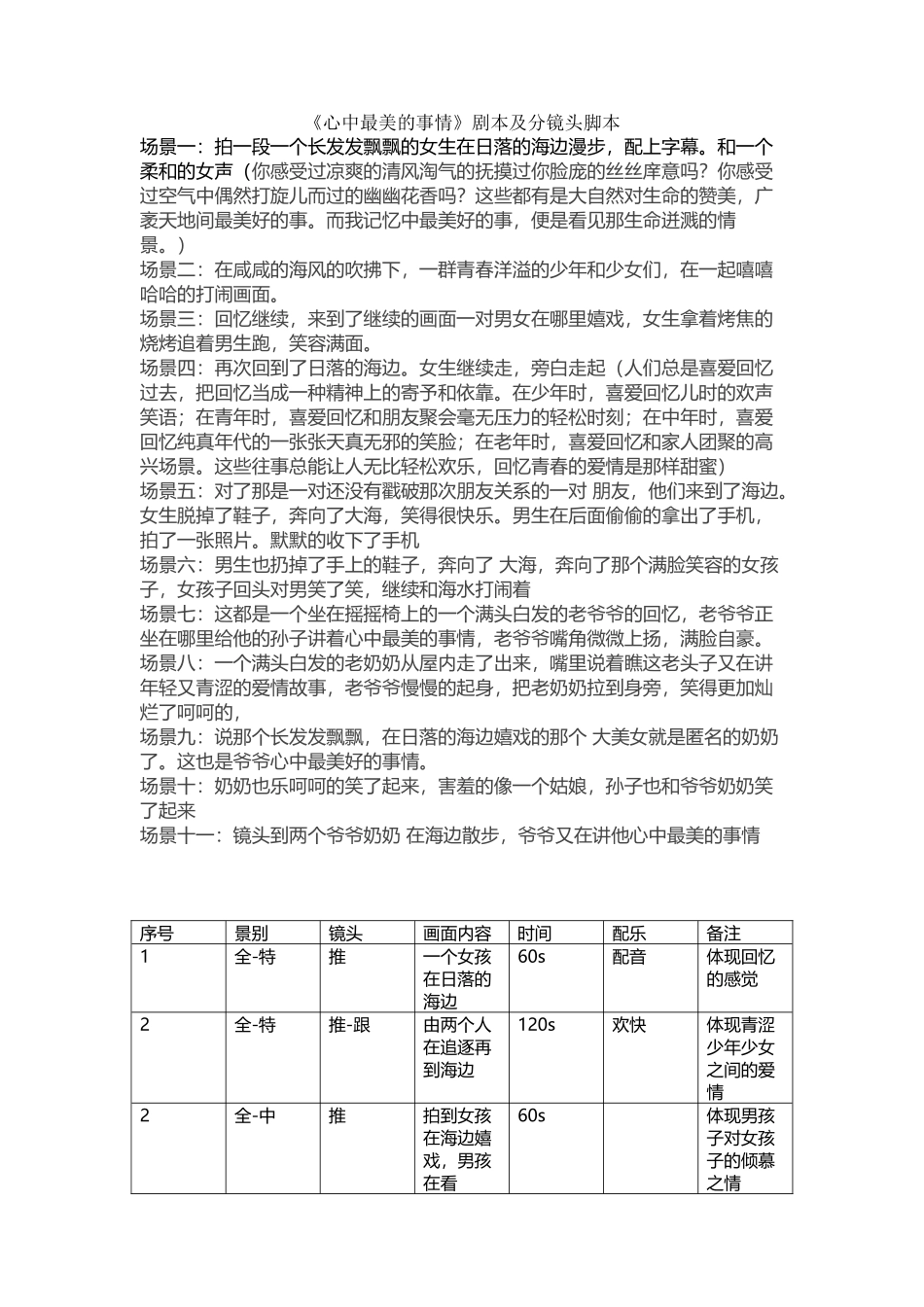 《心中最美的事情》剧本及分镜头脚本_第2页