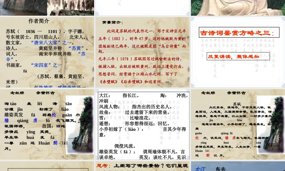 《念奴娇赤壁怀古》.专题培训课件