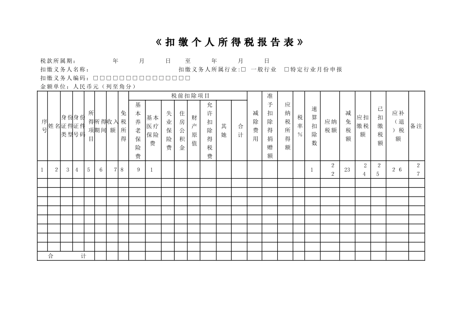 《扣缴个人所得税报告表》_第1页