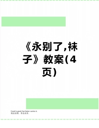 《永别了-袜子》教案