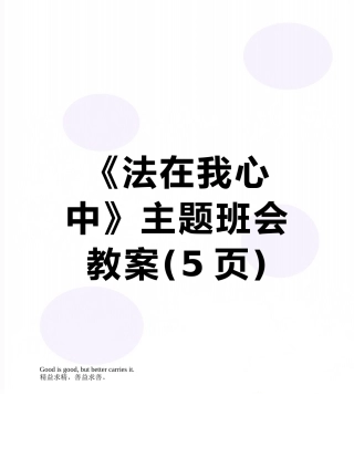 《法在我心中》主题班会教案