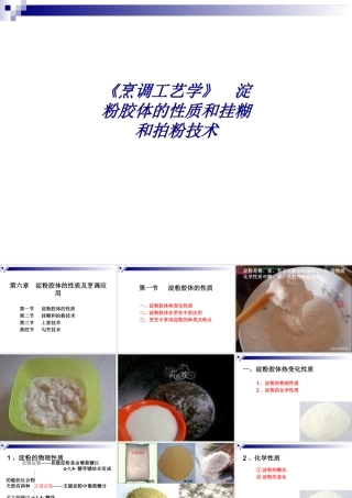 《烹调工艺学》--淀粉胶体的性质和挂糊和拍粉技术专题培训课件