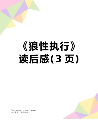 《狼性执行》读后感