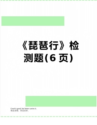 《琵琶行》检测题