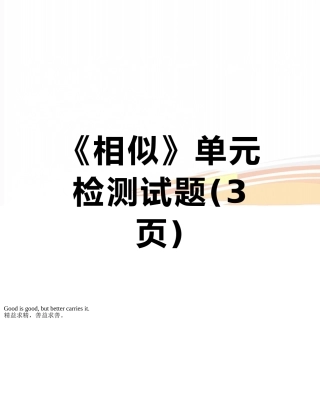 《相似》单元检测试题