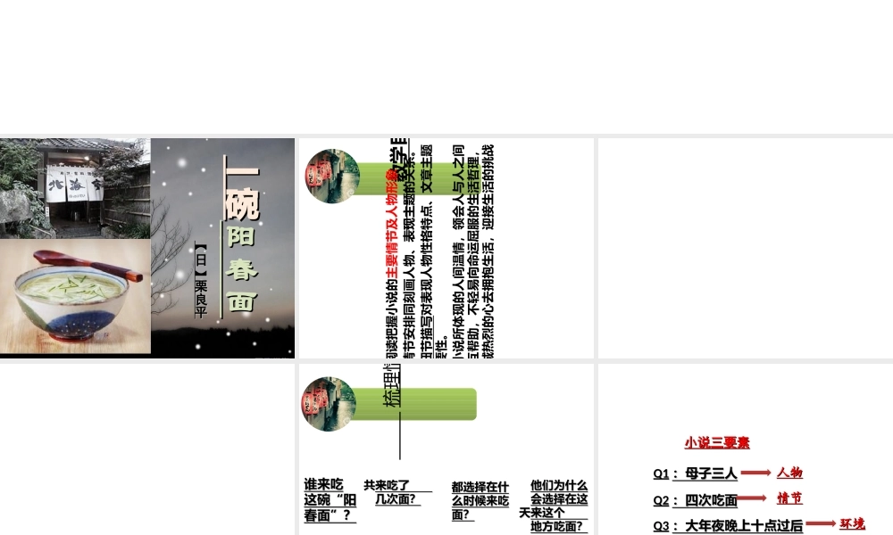 《碗阳春面》专题培训课件