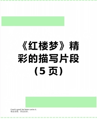 《红楼梦》精彩的描写片段