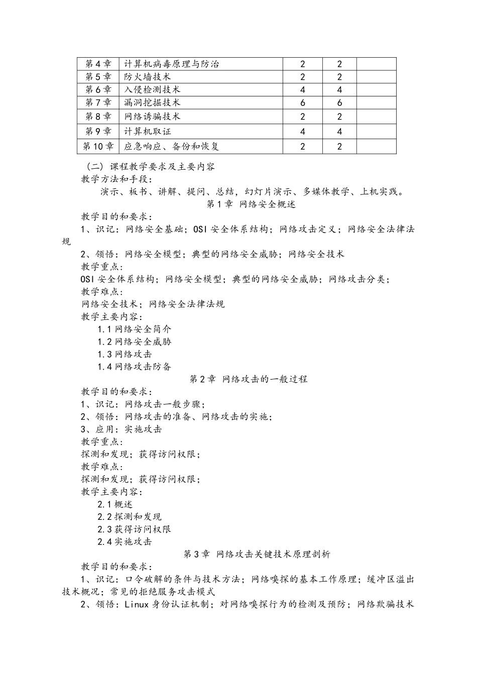 《网络攻击与防御》教学大纲_第2页