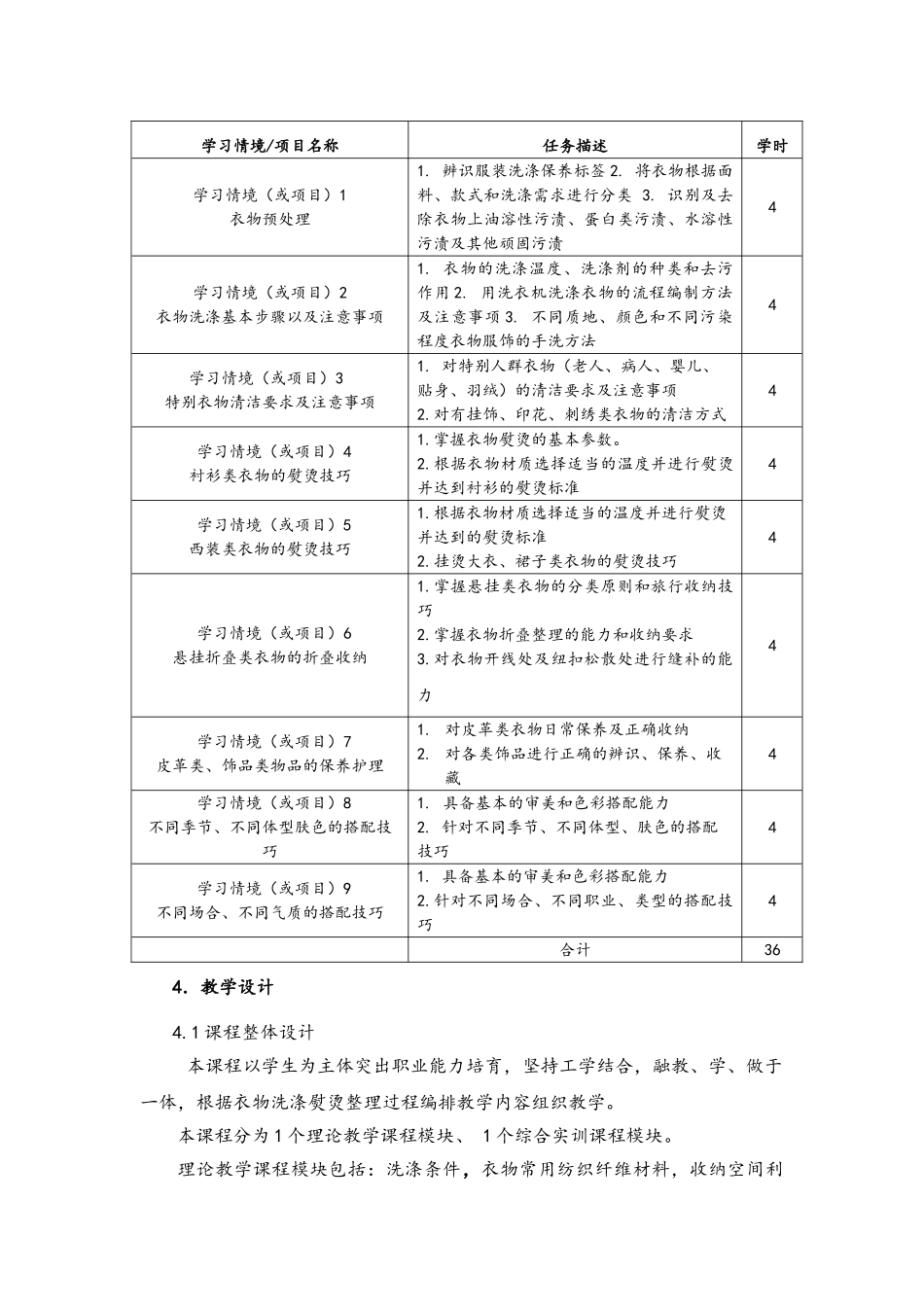《衣物护理与搭配》课程标准_第3页