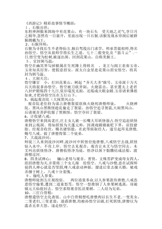 《西游记》精彩故事情节概括