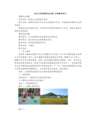 《认识总体国家安全观》教学设计
