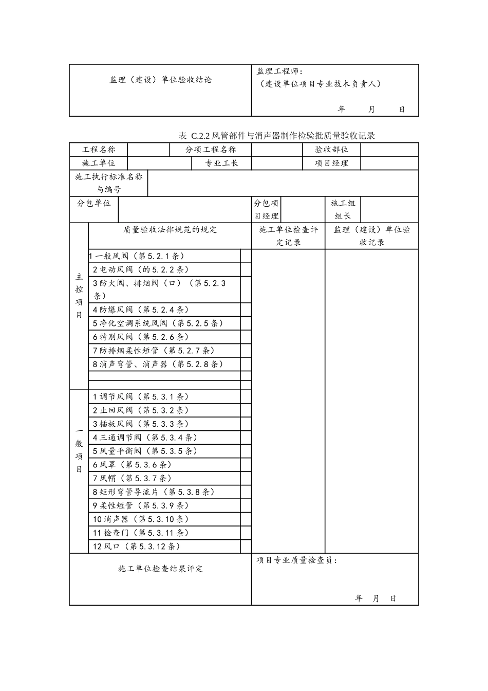 《通风与空调工程施工质量验收规范》验收表格_第3页