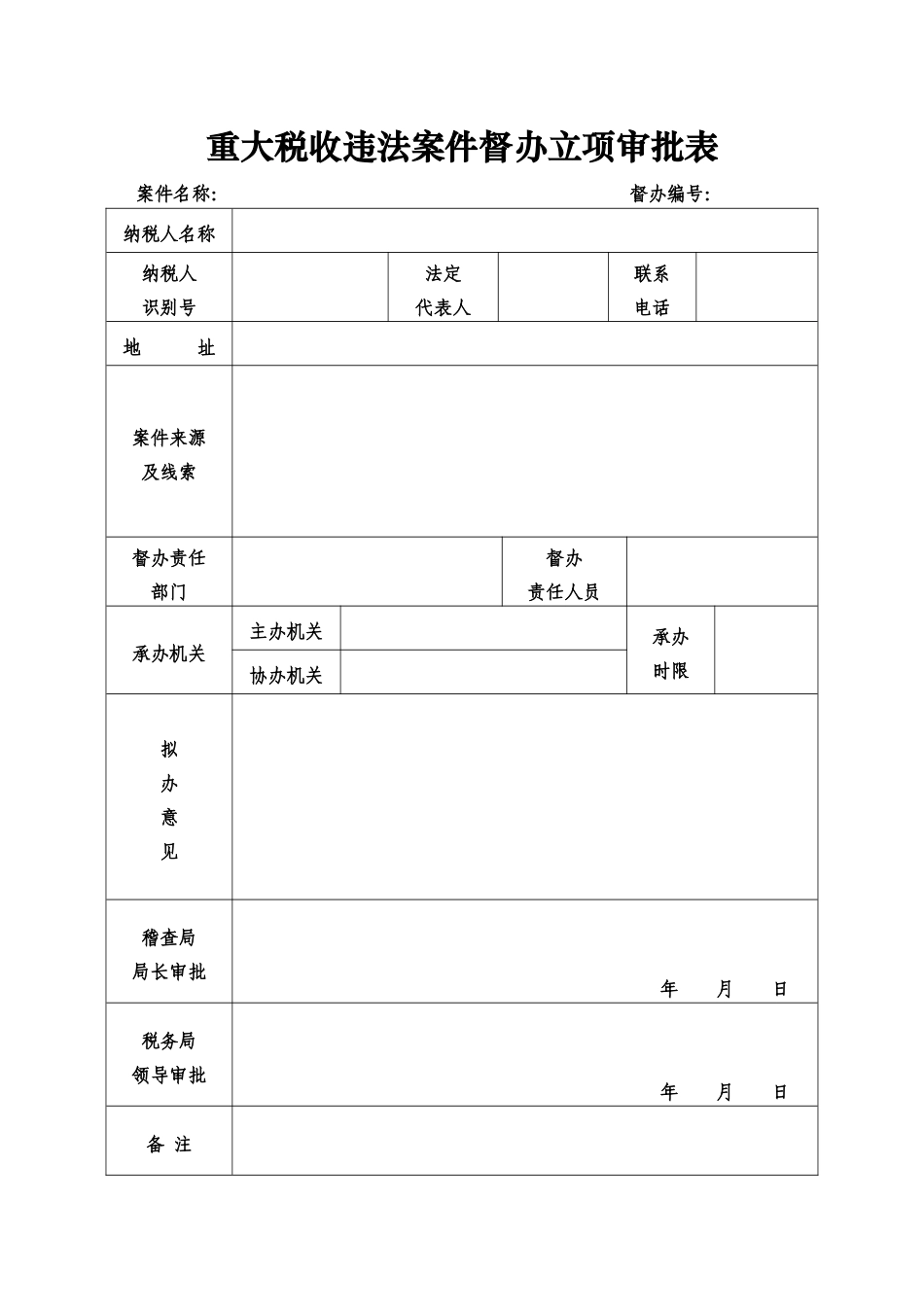 《重大税收违法案件督办管理暂行办法》相关税务文书式样目录表_第2页