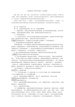 《金融法》章节知识提要