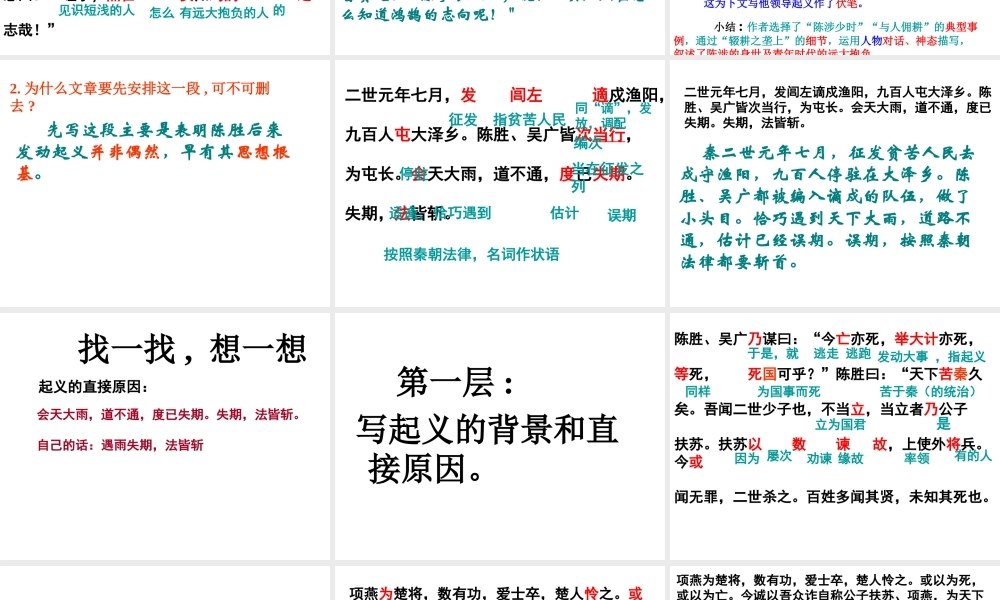 《陈涉世家》专题培训课件