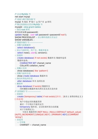 一千行MySQL学习笔记