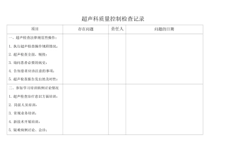 一级综合医院执业评审超声科各种记录表