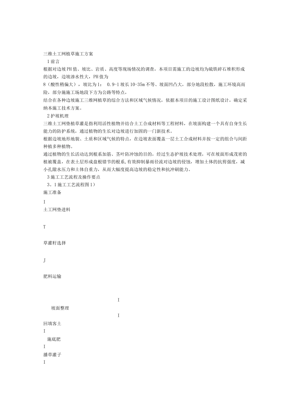 三维土工网植草施工方案_第1页