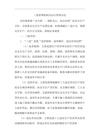 三违管理机制及运行管理办法