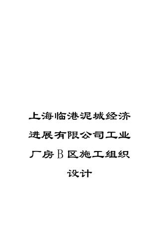 上海临港泥城经济发展有限公司工业厂房B区施工组织设计