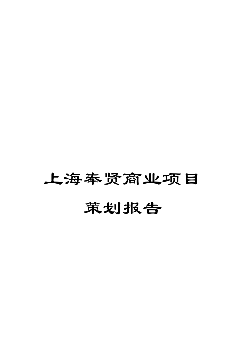 上海奉贤商业项目策划报告_第1页