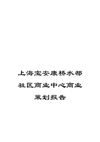 上海宝安康桥水都社区商业中心商业策划报告