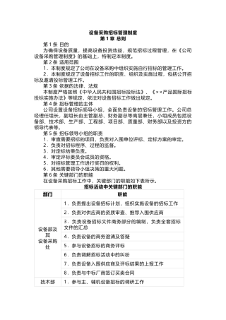 XXX公司设备采购招标管理制度