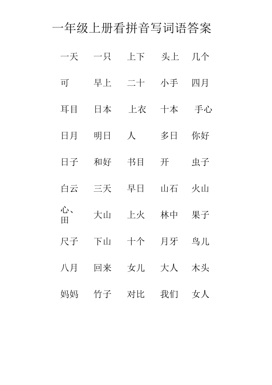 一级上百词答案_第1页