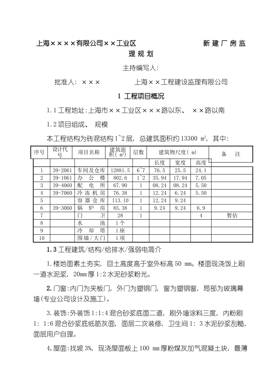 上海有限公司工业区新建厂房监理规划_第3页