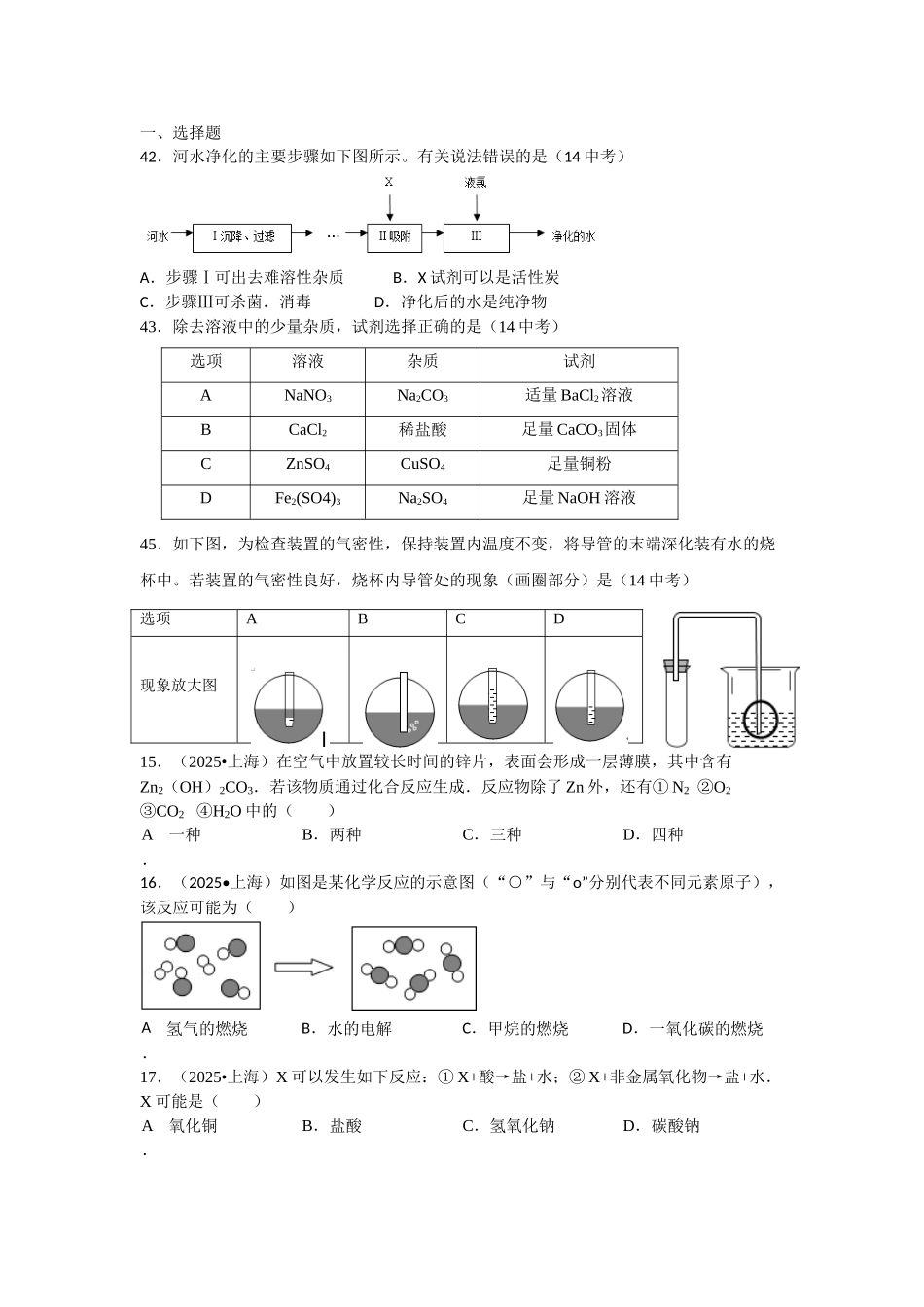 上海浦东中考化学13-15总结_第1页