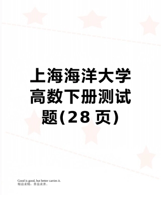 上海海洋大学高数下册测试题
