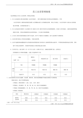 上海电竞俱乐部员工出差管理制度