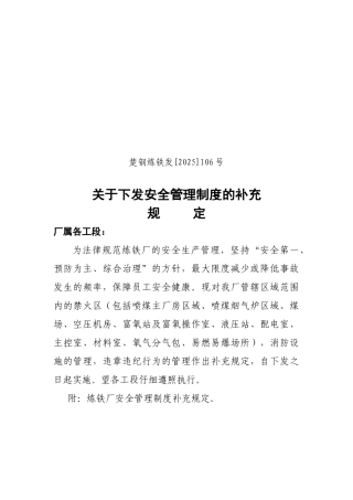 下发安全管理制度的补充规定