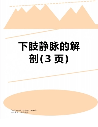 下肢静脉的解剖