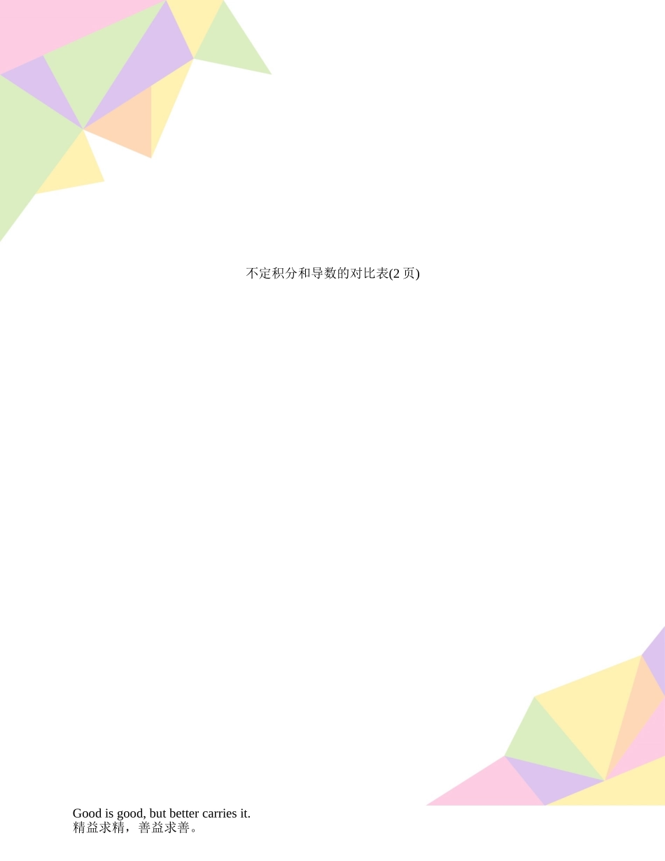 不定积分和导数的对照表_第1页