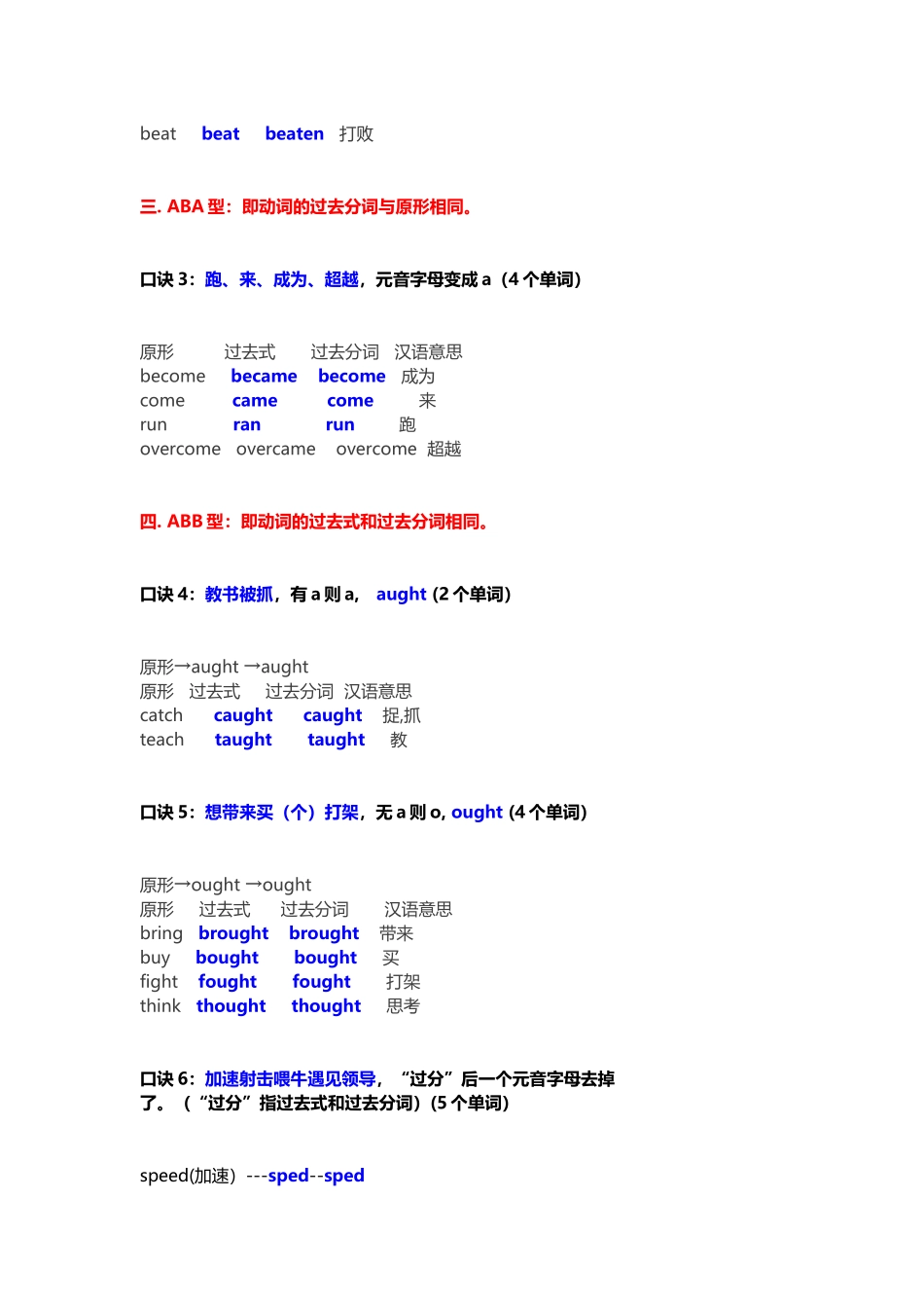 不规则动词记忆口诀_第3页