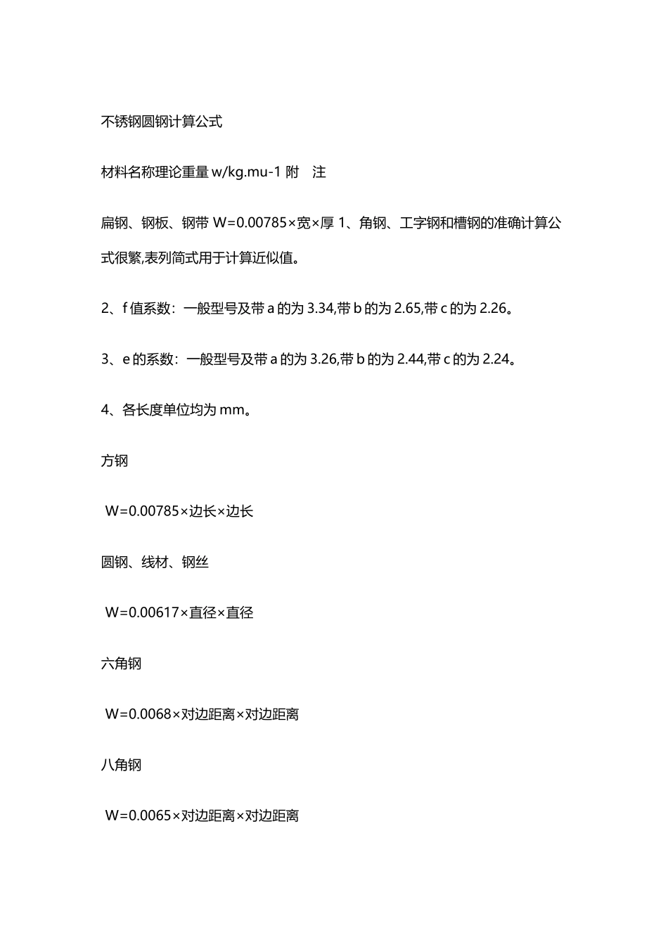 不锈钢圆钢计算公式与知识大全_第2页