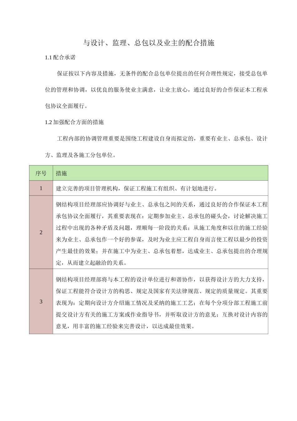 与设计监理总包以及业主的配合措施成品_第1页
