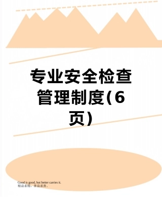 专业安全检查管理制度