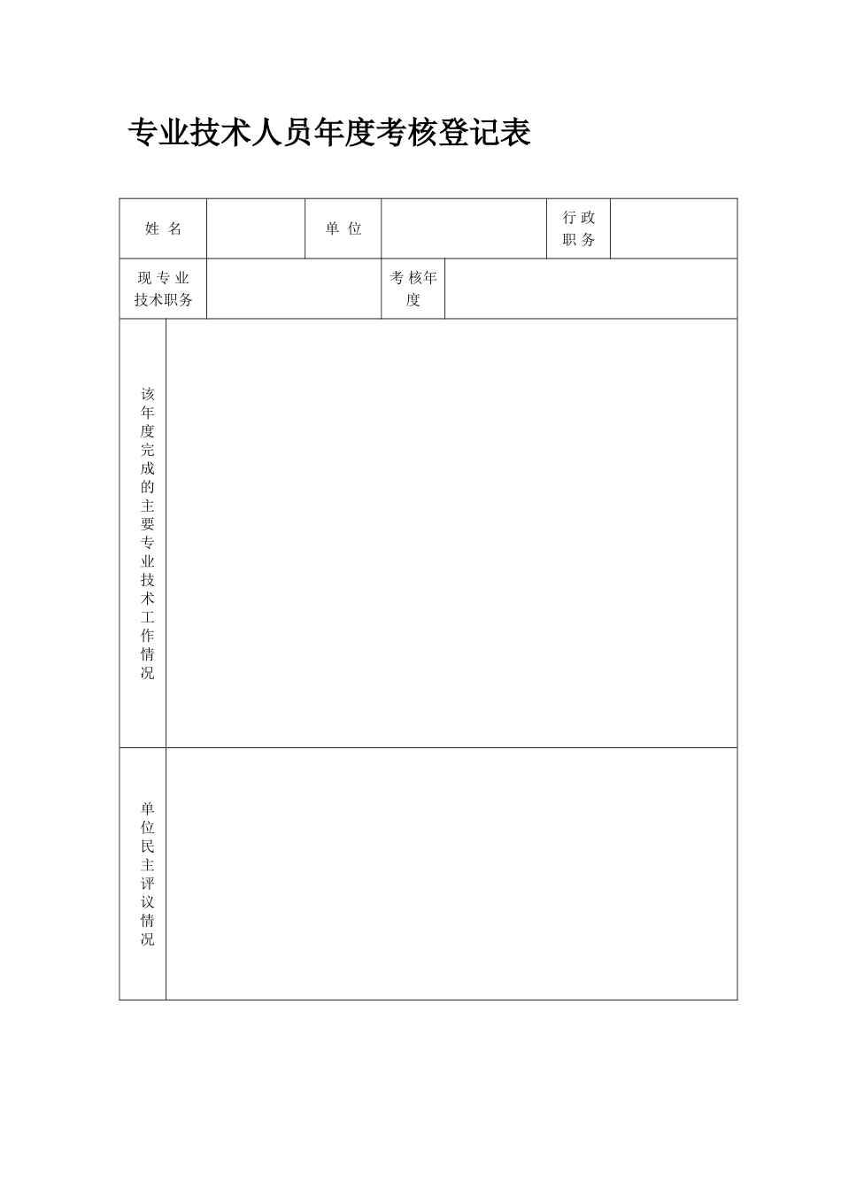 专业技术人员年度考核登记表 _第2页