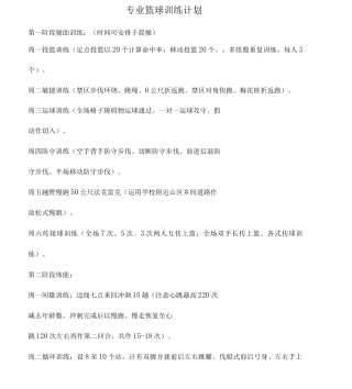 专业篮球训练计划