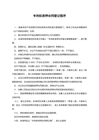 专利权质押合同登记程序