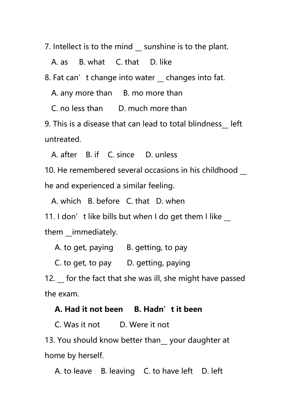 专四语法练习题2_第3页