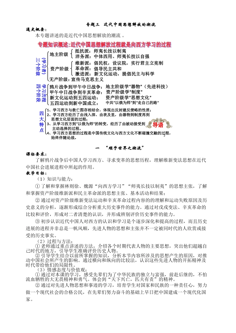 专题三---近代中国思想解放的潮流教案_第1页