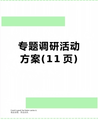 专题调研活动方案