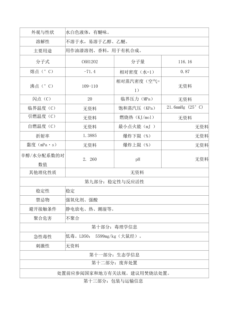 丙酸异丙酯安全技术说明书_第3页