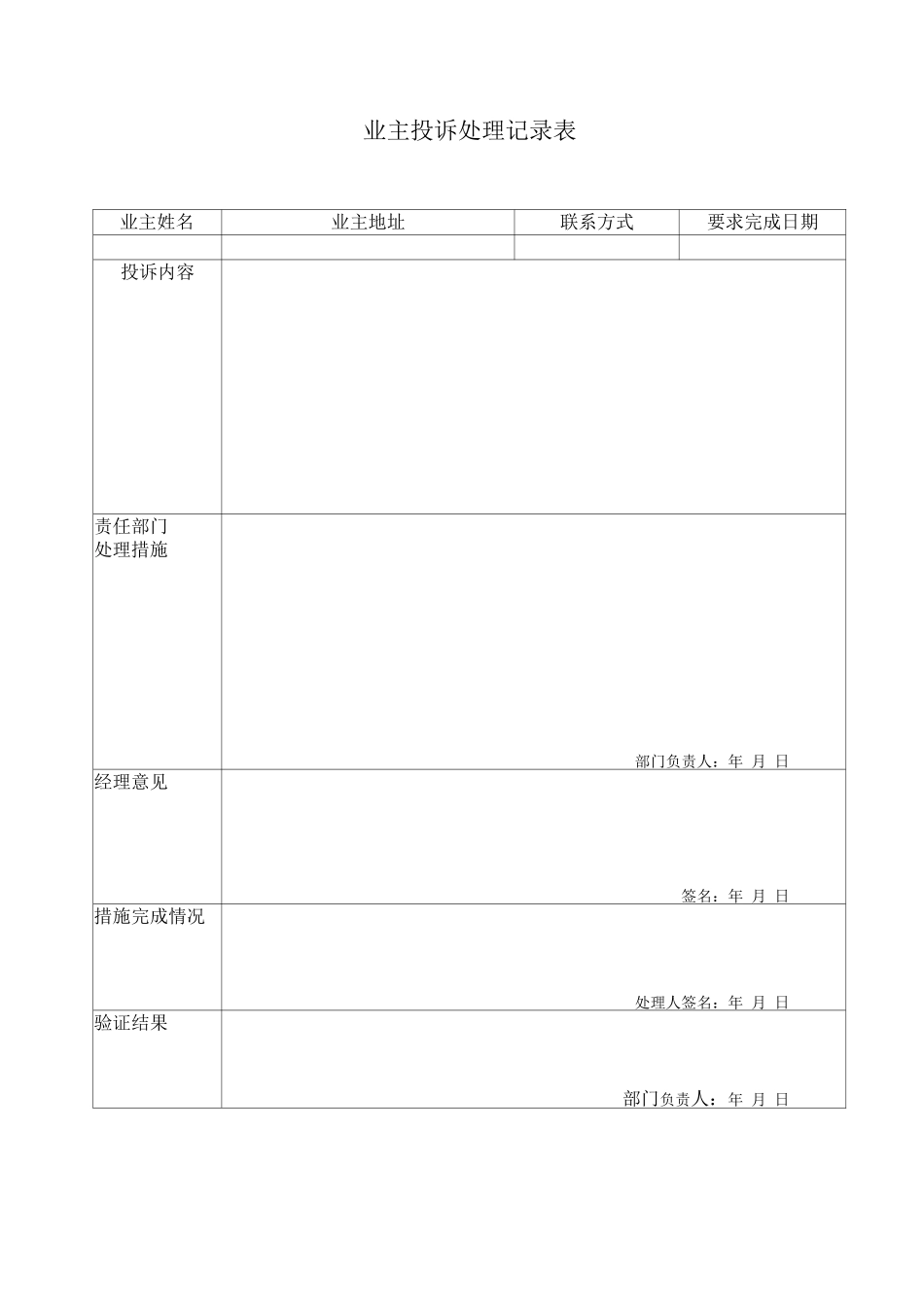 业主投诉处理记录表_第1页