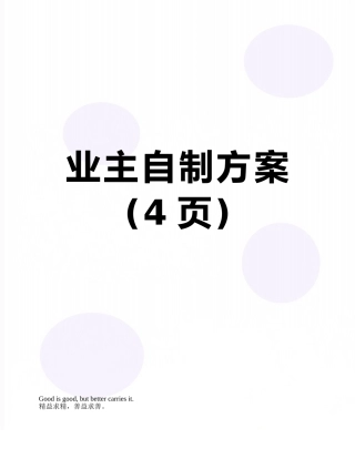 业主自制方案